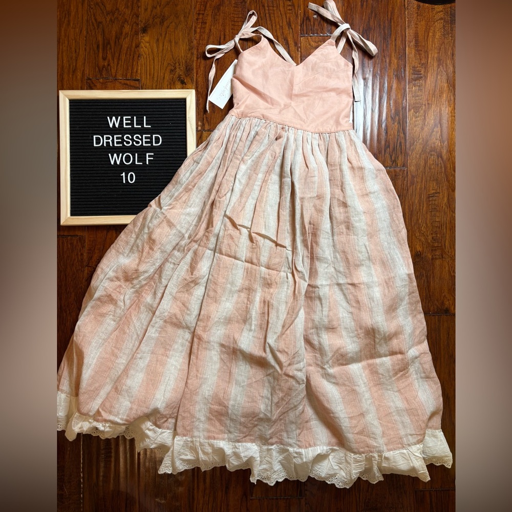 Well Dressed Wolf Peach and Cream Striped Dress